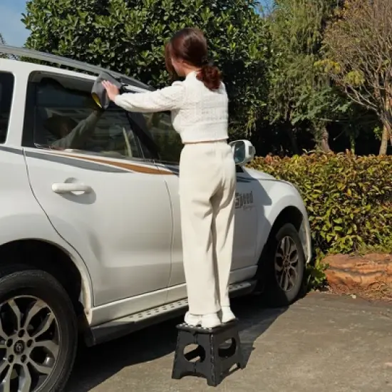 VECELO Folding Step Stool 11/13 in. Non-Slip Surface Portable Foldable  1 Step Stool  with Carry Handle, Heavy Duty Stool image {10}