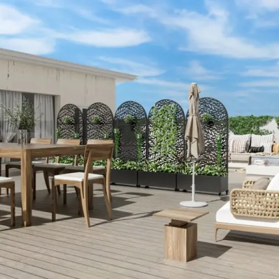 PexFix 72"x35"Iron Black Arch Planting Box Plant Climbing Frame Spring image {2}