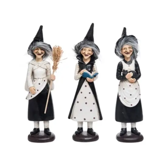 Transpac Fuzzy Hair Witch Figurine Set of 3 Colorful Halloween Decor for Tabletop Indoor Use Gift Giving and Hostess Gifts image {1}