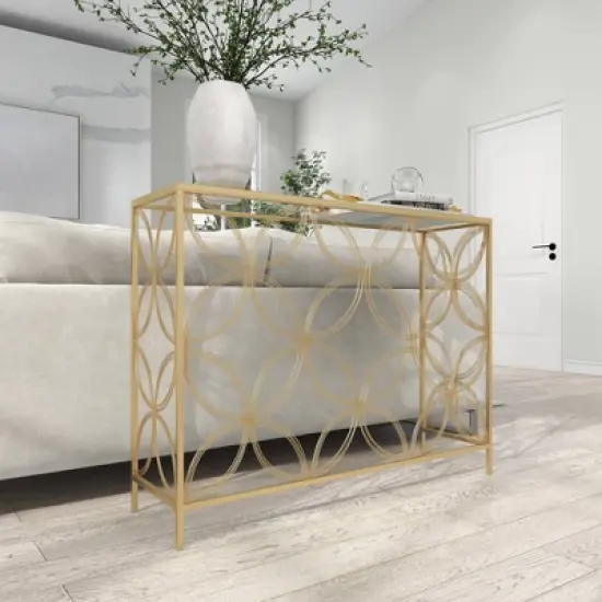 Contemporary Metal Console Table Gold - Olivia & May image {13}