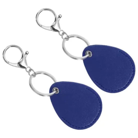 Unique Bargains PU Leather Keychain Holder ID Key Cards Key Fobs with Rings 2 Pcs image {9}