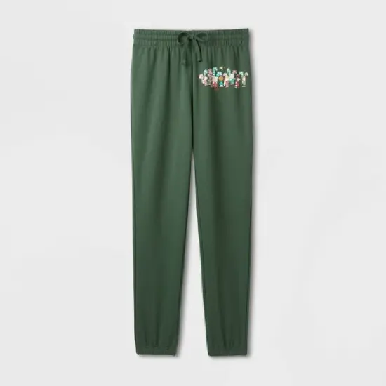 Adult's Peanuts Graphic Joggers - Dark Green image {1}