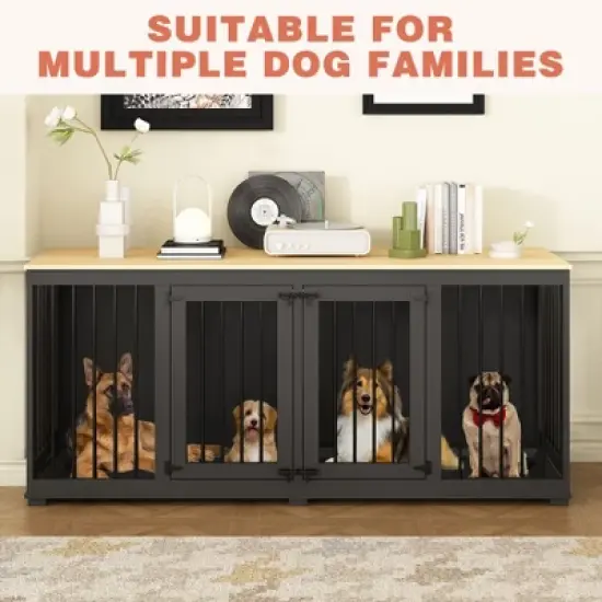 Famapy Indoor Furniture Kennel with Removable Partition Bottom Tray for 2 Dogs image {11}