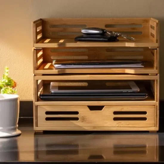 Officemate&reg; Bamboo Letter Tray, Pack of 2 image {4}