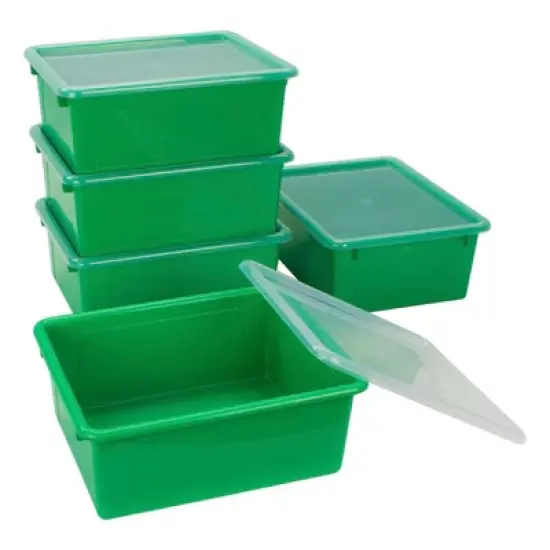 Storex Deep Storage Tray with Lid, Green image {2}