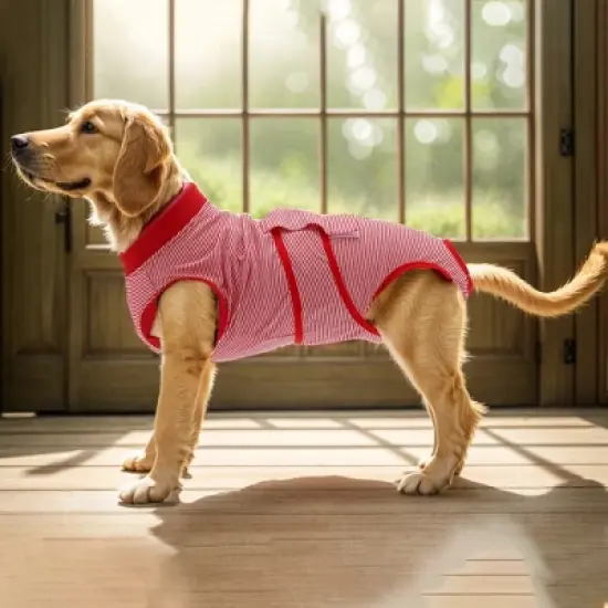 Unique Bargains Pet Recovery Suit Medium Red White 1 Pc image {5}