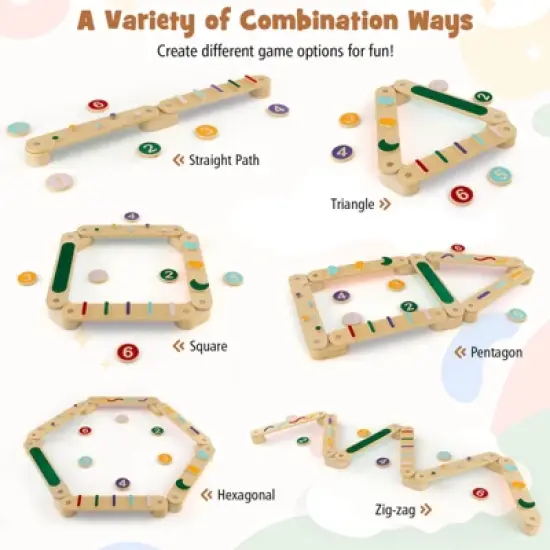 Costway Wooden Balance Beam w/ Stepping Stones Balance Board Toy Playset for 1+ Toddlers image {3}