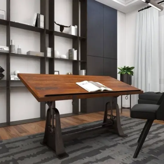 Industrial Teak Wood Console Table Brown - Olivia & May image {4}