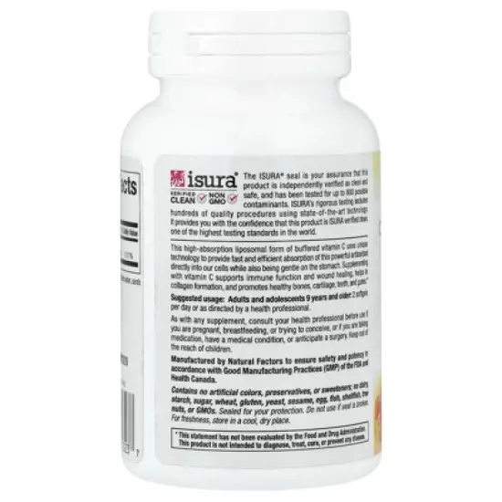Natural Factors Liposomal Vitamin C, 60 Softgels (500 mg per Softgel) image {2}