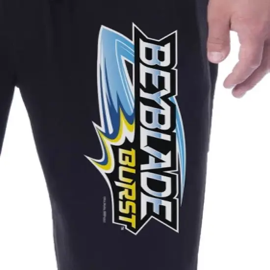 Beyblade Burst Mens' Anime Logo Character Sleep Pajama Pants Black image {2}