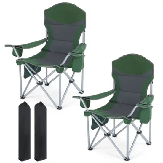 Portable Outdoor Camping Chair with Armrests, Built-in Cooler Bag, Cup Holder & Storage Pocket for Travel & Picnics image {10}