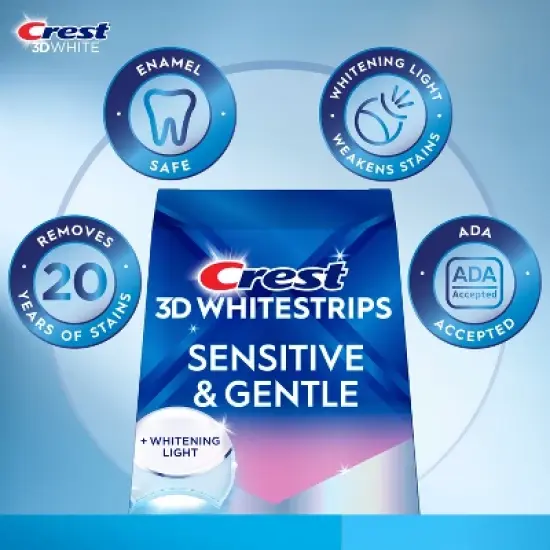 Crest 3DWhitestrips Sensitive + LED Light At-Home Teeth Whitening Kit - 14 Treatments image {2}