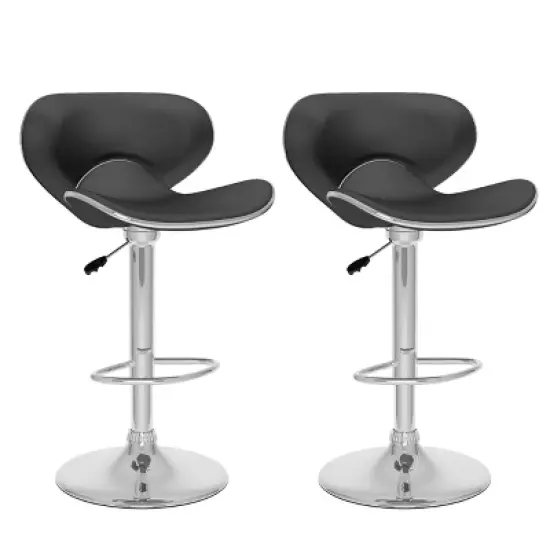 Set of 2 Adjustable Curved Form Fitting Leatherette Barstool - Corliving image {7}