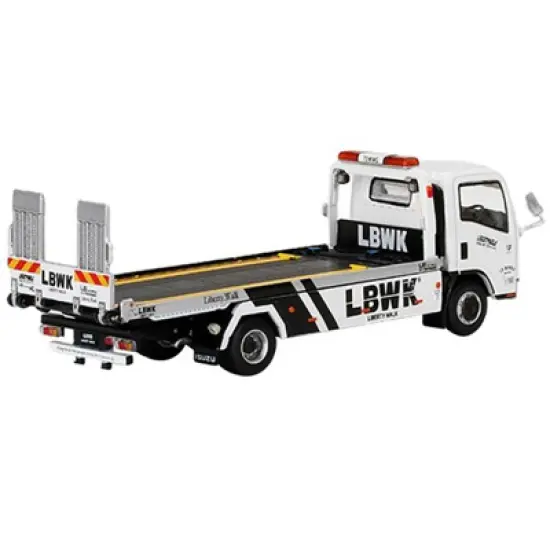 Isuzu N-Series Vehicle Flatbed Transporter RHD LBWK White LBWK Black 1/64 Diecast Model by True Scale Miniatures image {2}
