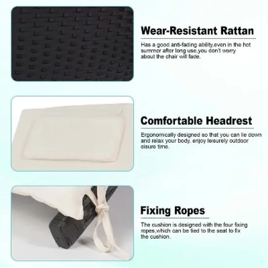 FDW Patio Chaise Lounge Set of 3 Outdoor Sets with Folding Table image {2}