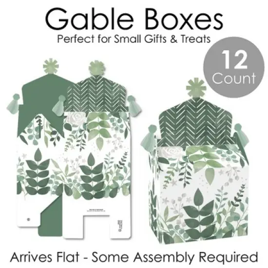 Big Dot of Happiness Boho Botanical - Treat Box Party Favors - Greenery Party Goodie Gable Boxes - Set of 12 image {4}