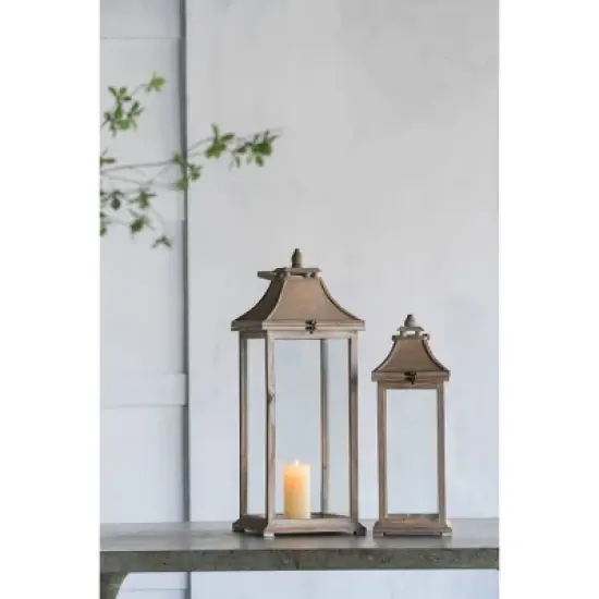 A&B Home 2pc Ivona Garden Outdoor Candle Lanterns - White image {4}