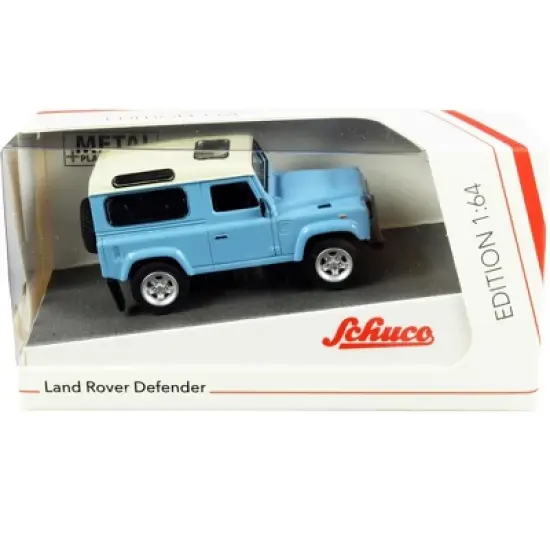 Land Rover Defender Light Blue with Cream Top 1/64 Diecast Model Car by Schuco image {2}