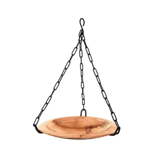 12.5" Hammered Copper Hanging Birdbath Bowl Polished Copper Plated - Achla Designs: Weather-Resistant, No Assembly Required image {3}