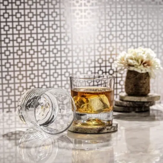 JoyJolt Radiant Crystal Whiskey Glass - Set of 4 Old Fashioned Crystal Glass - 10 oz image {5}