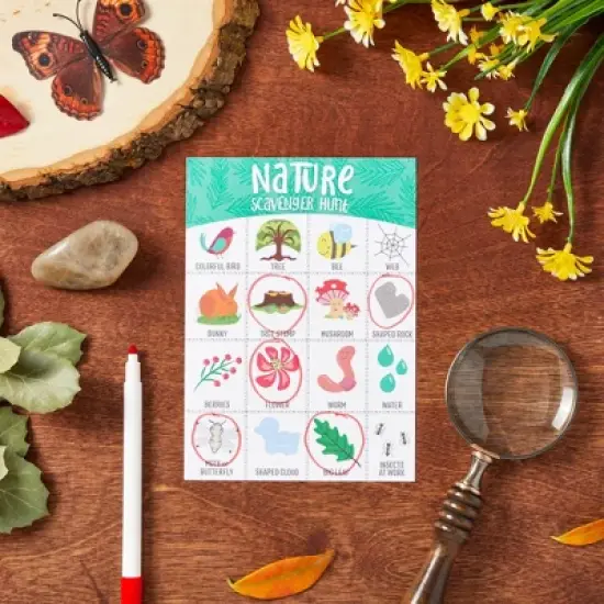 Infinite Curiosity 50 Pack Nature Themed Scavenger Hunt Cards for Kids, Outdoor Family Find and Seek Game image {3}