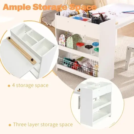 Toddler Craft Play Wood Activity Desk Kids Art Table with Large Storage Shelves for Writing Drawing,Nursery, Children's Wooden Furniture image {2}