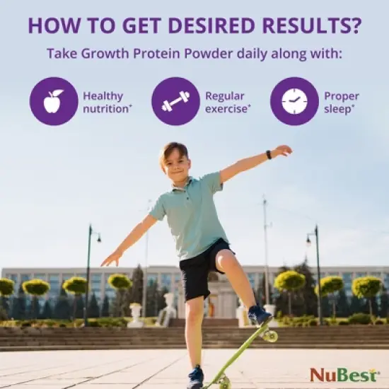 NuBest Protein Powder - Vegan Protein for Kids & Teens, Supports Growth & Bone Health with Probiotics, Omega 3-6-9 & Calcium, 10 Vanilla Servings image {6}