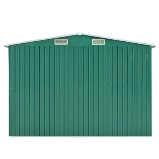vidaXL Garden Shed Storage House for Tools Backyard Garage Patio Furniture Metal - Green 101.2" x 192.5" x 71.3" image {2}