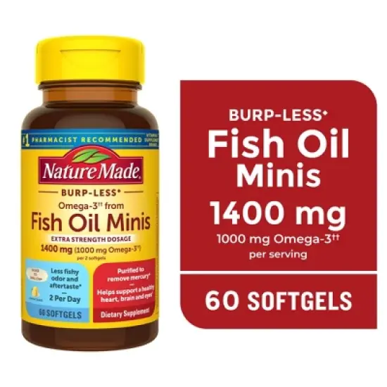Nature Made Fish Oil Minis Extra Strength Burp-less 1400mg Softgels with 1000mg Omega 3 - 60ct image {8}