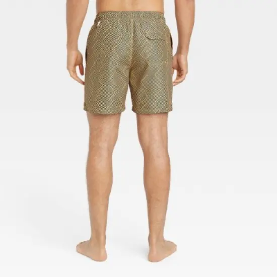 Men's 7" Geometric Print Swim Shorts - Goodfellow & Co&trade; Gold image {1}