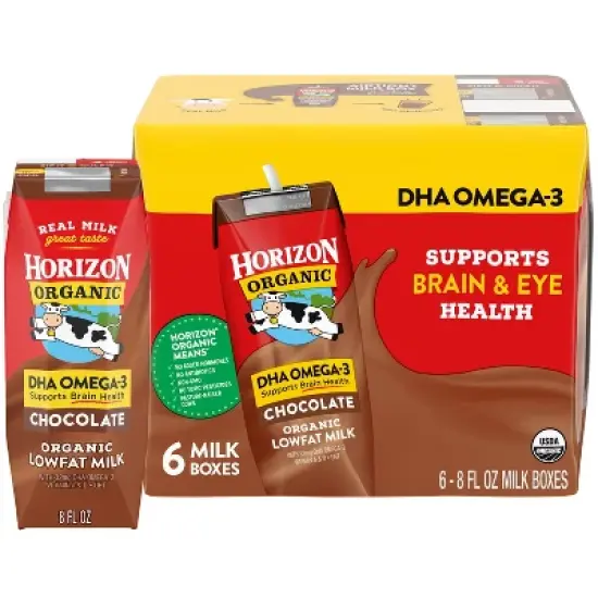 Horizon Organic 1% Chocolate Milk DHA Added - 6pk/8 fl oz Boxes image {10}