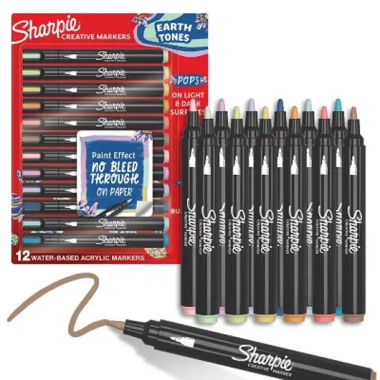 Sharpie 12ct Creative Markers Bullet Tip Water-Based Acrylic Markers Earth Tones image {6}
