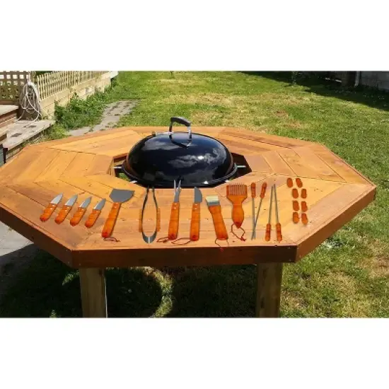 Hastings Home 22-Piece Stainless Steel Barbecue Grill Set and Accessories With Wooden Handles image {1}