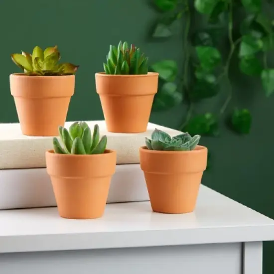 Juvale 2.5 Inch Small Terracotta Pots, Terra Cotta Decor with Drainage Hole, Paintable Pottery Clay Planter for Succulents, Flower Garden image {1}