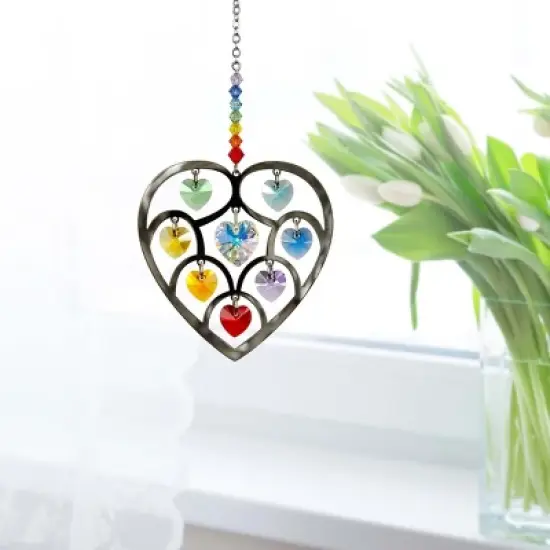 Woodstock Wind Chimes Woodstock Rainbow Makers Collection, Heart of Hearts, 4.5'' Chakra Crystal Suncatcher HHCH image {1}