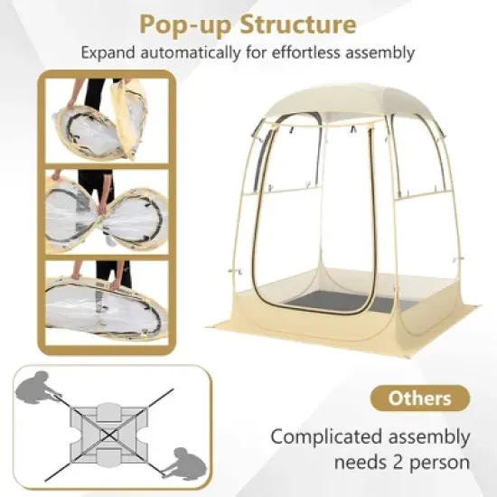 Tangkula 4.2 x 4.2 FT Instant Pop up Tent Weatherproof Shelter Sports Tent for 1-2 People image {6}