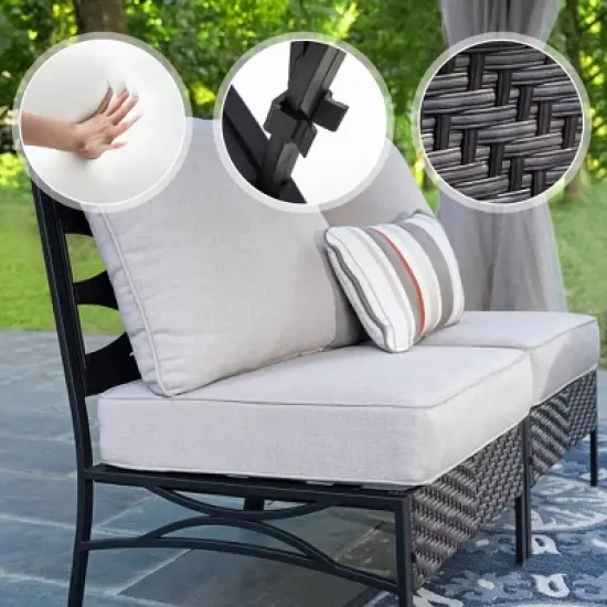 Captiva Designs 6-Seat Half-Moon Curved Outdoor Patio Sectional Sofa Conversation Set image {3}