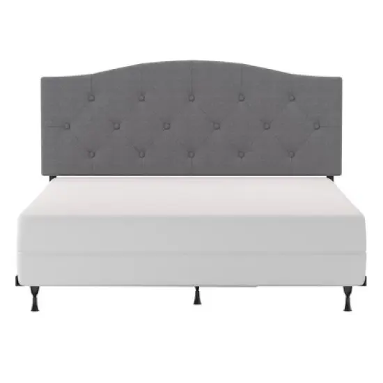 Full/Queen Provence Upholstered Arch Adjustable Tufted Headboard with Frame Glacier Gray Fabric - Hillsdale Furniture image {2}