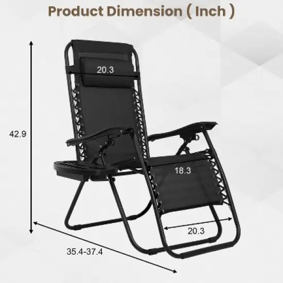 BeatMassage Zero Gravity Chair Foldable Patio Chair Lounge Patio Chaise with Cup Holder image {6}