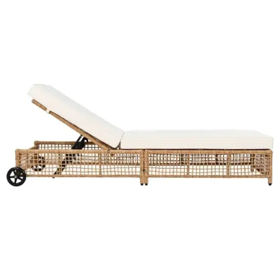 Adjustable 5-Position Rattan Outdoor Lounge Chair with Wheels, Cushions, Weather-Resistant Frame for Patio & Pool -Coolbibila image {4}