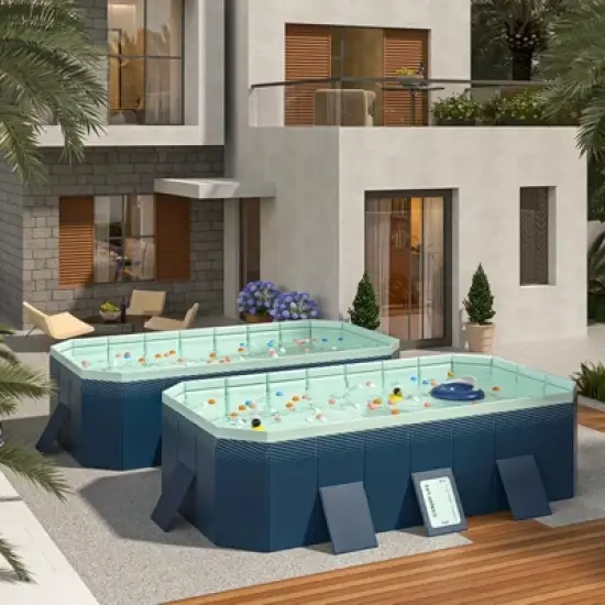 Dexmalle 2.6m PVC folding pool (not inflatable) bathes and cools in summer image {2}