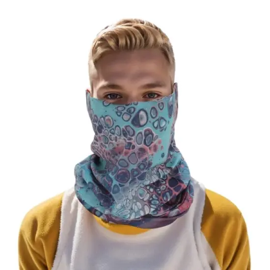 Unique Bargains Sunscreen Bubbles Pattern Face Scarf Mask Cyan Blue 1 Pc image {3}