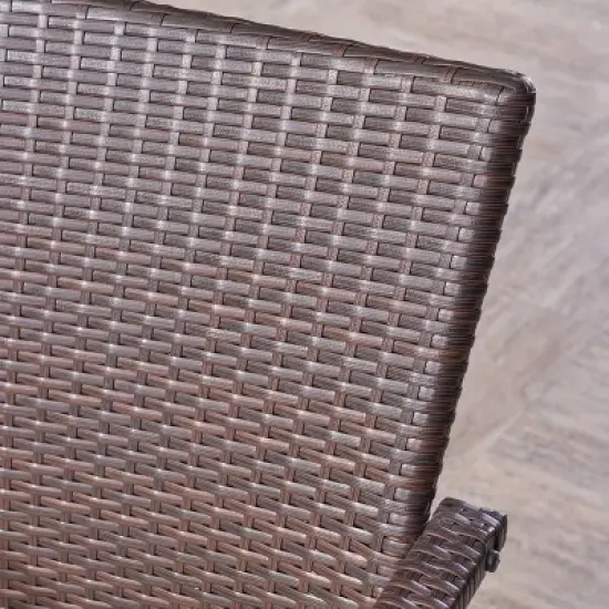 Baldwin 5pc Acacia Wood & Wicker Dining Set - Teak/Brown/Cream - Christopher Knight Home image {3}