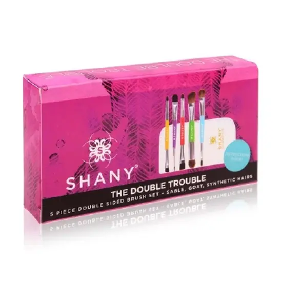 SHANY DOUBLE TROUBLE - MINI MAKEUP BRUSH SET  - 5 pieces image {3}