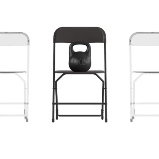 Emma and Oliver 4 Pack of All-Weather, Extra Wide Contoured Plastic Folding Chairs with Metal Frame and 650 lb. Static Weight Capacity image {17}