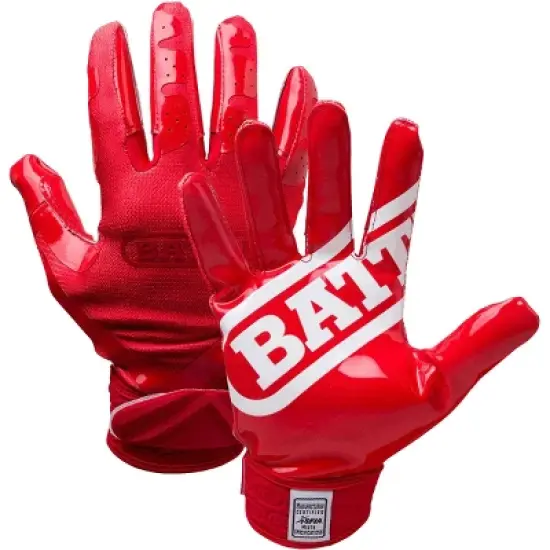 Battle Sports DoubleThreat UltraTack Football Gloves - Red/Red image {2}