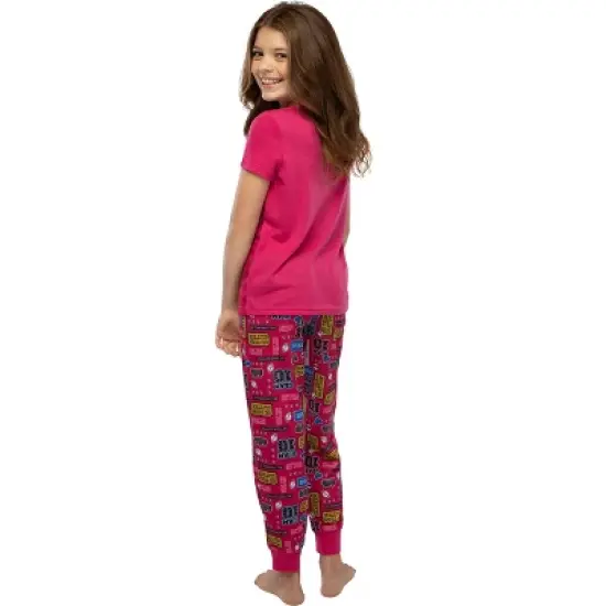 LOL Surprise! Girls Glam 10 Jogger Pants And Shirt Sleepwear 2 Piece Pajama Set Hot Pink image {2}