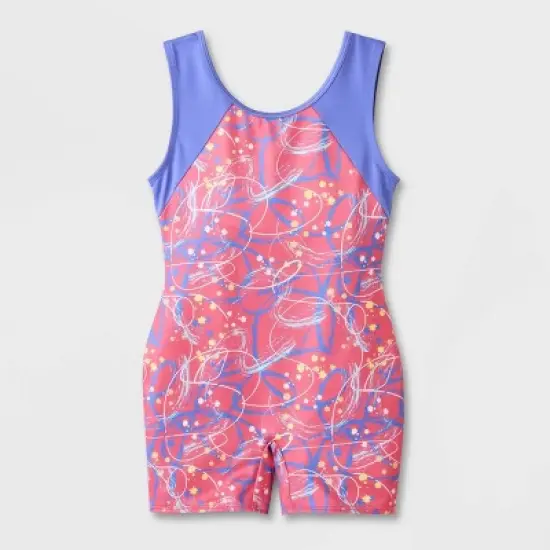 Girls' Gymnastics 'Scribbles' Pull-On Biketard - Cat & Jack&trade; Periwinkle Blue image {1}