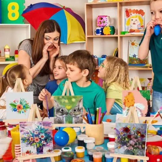 Aoibox Pack of 26 9 Inch Wooden Tabletop Easels Foldable Tripod Stand for Canvas Art Crafts Display Portable Holder image {6}