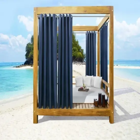 Commonwealth Seascapes Light Filtering Enhance Living Space with Satiny Look Grommet Outdoor Panel Pair, Indigo image {4}